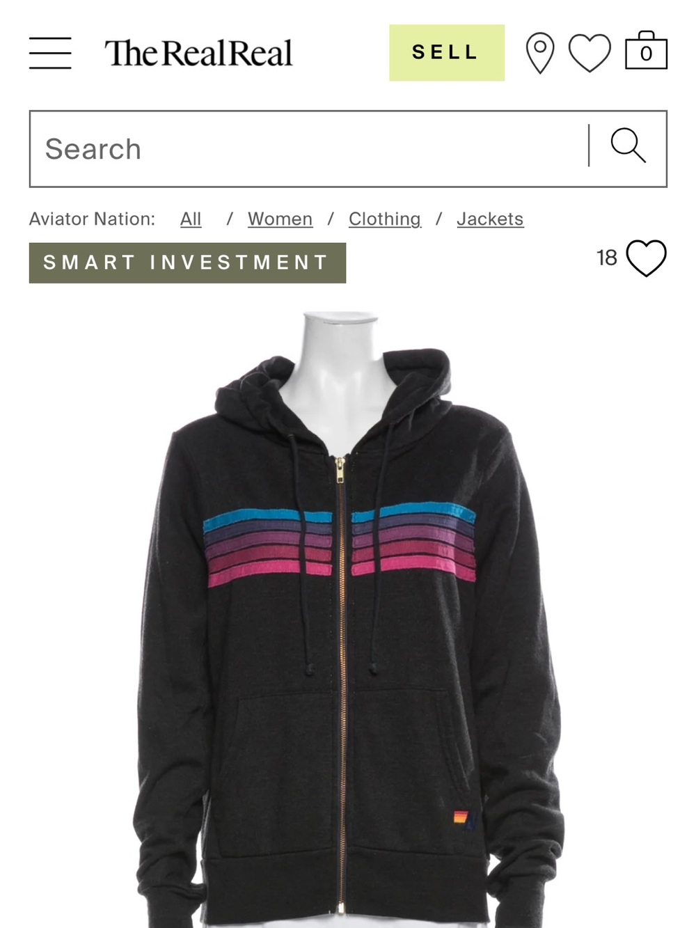 Aviator nation Women's Black Zip Hoodie with Pink & Blue Stripe Detail XS new - Picture 4 of 8